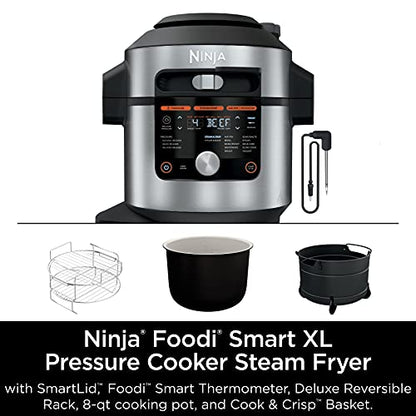 Ninja OL701 Foodi 14-in-1 Smart XL 8 Qt. Pressure Cooker Steam Fryer With SmartLid And Thermometer Auto Steam Release, That Air Fries