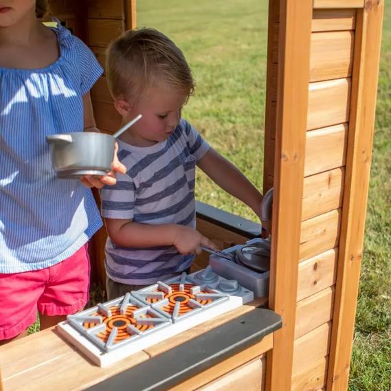 Indoor/Outdoor Cedar Playhouse With Kitchen