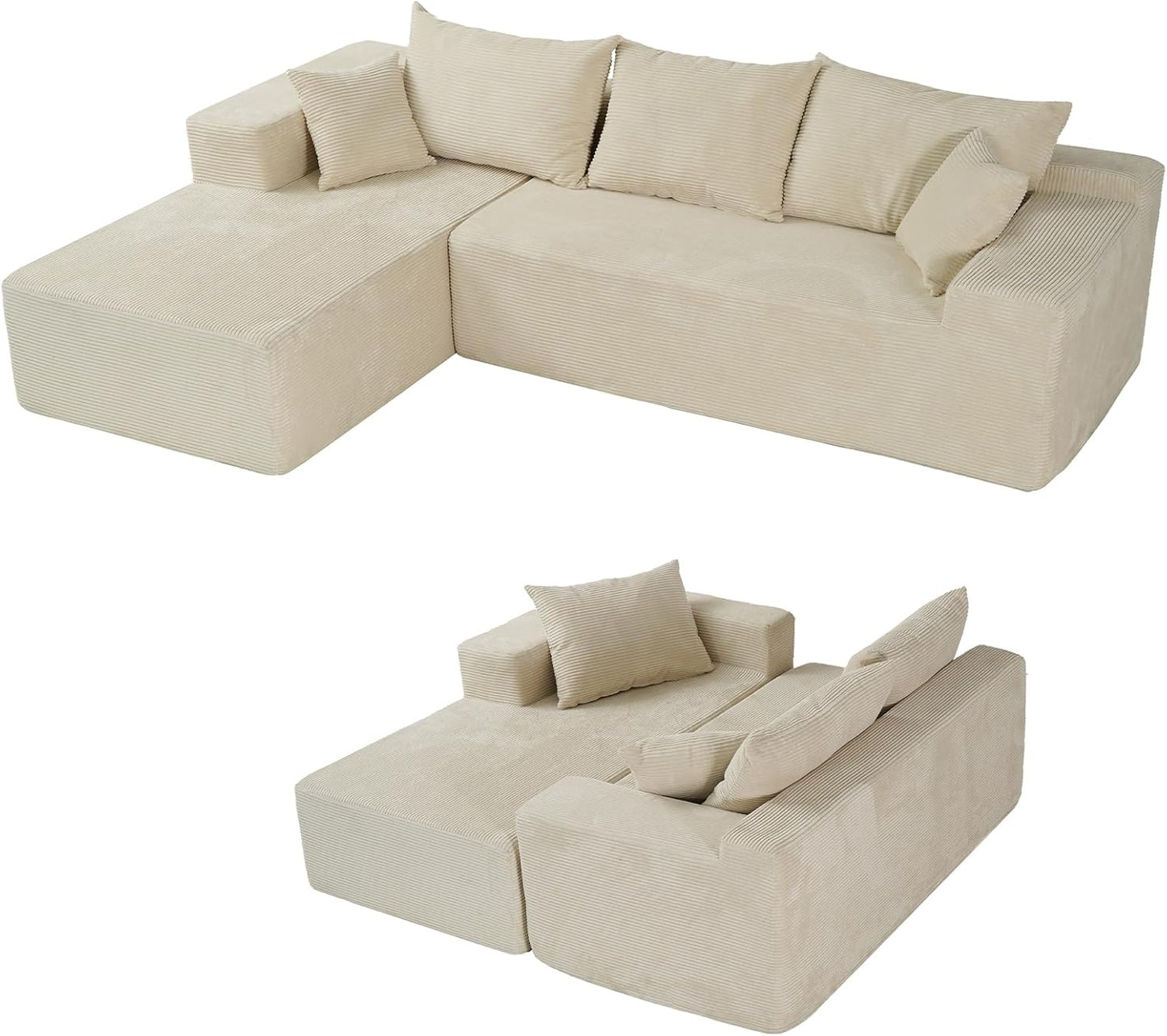 Cloud Sectional Couch With L-Shape Chaise, Modern Modular Sofa With Deep Seat, Upholstered Couches For Living Room Bedroom, No Assembly Required