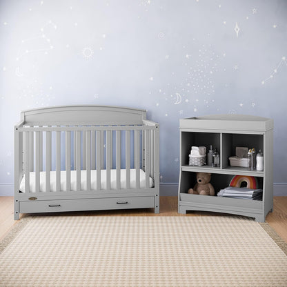 5-in-1 Convertible Baby Bed, With Drawers, White- Green Guardian Gold Certification, Built-In Baby Bed Storage Drawer, Convertible To Toddler Bed
