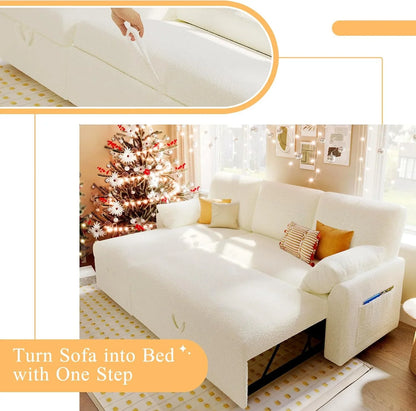 VanAcc Sofa Bed, Sleeper Sofa With Storage Chaise 2-in-1 Pull Out Couch Living Room