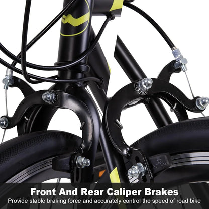 Weize Road Bike, 700C Wheel City Commuter Bicycle, Shimano 14 Speed Drop Bar, Racing Adult Bike With Caliper Brakes, High-Carbon Steel Hybrid Bikes