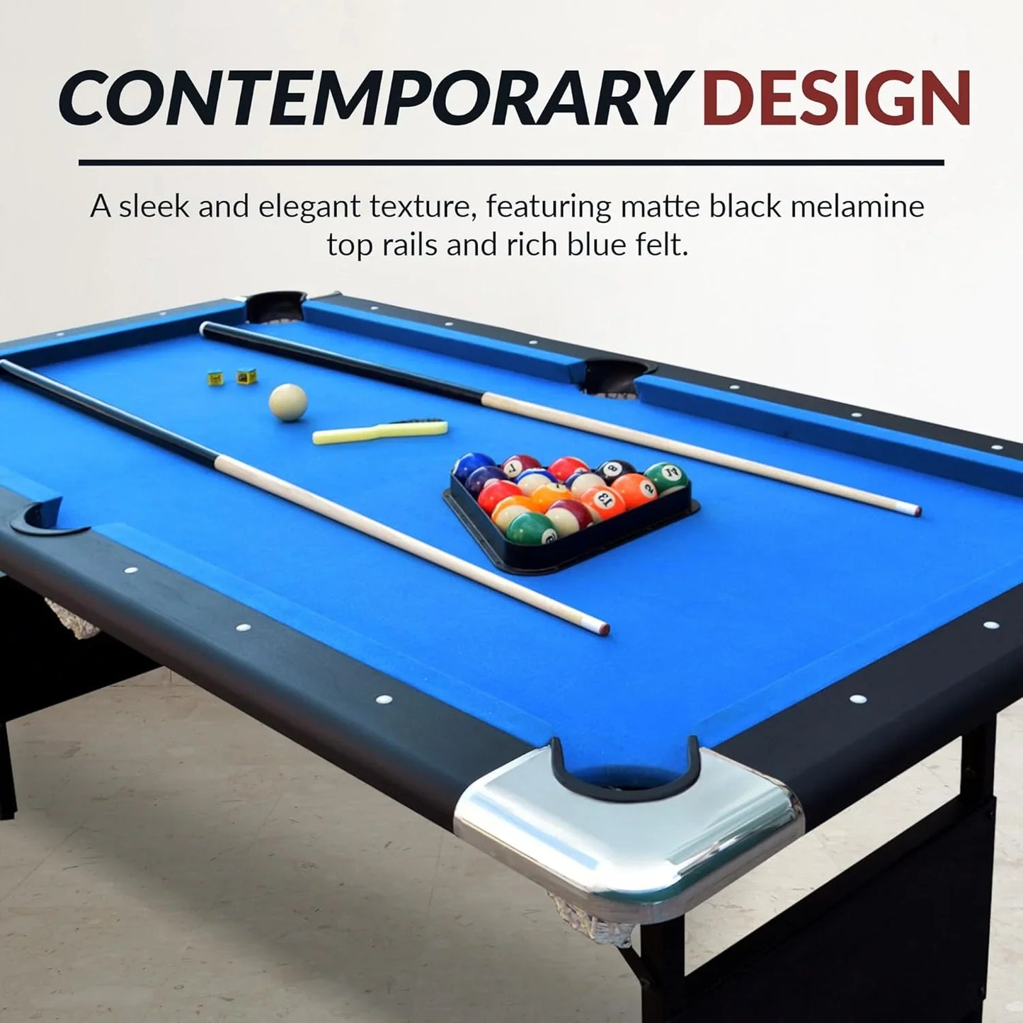 6 Ft. Portable Pool Table, Adults Folding Billiards Tables For Game Room With Easy Foldable Storage, Includes Full Set Of Billiard Balls, Cues