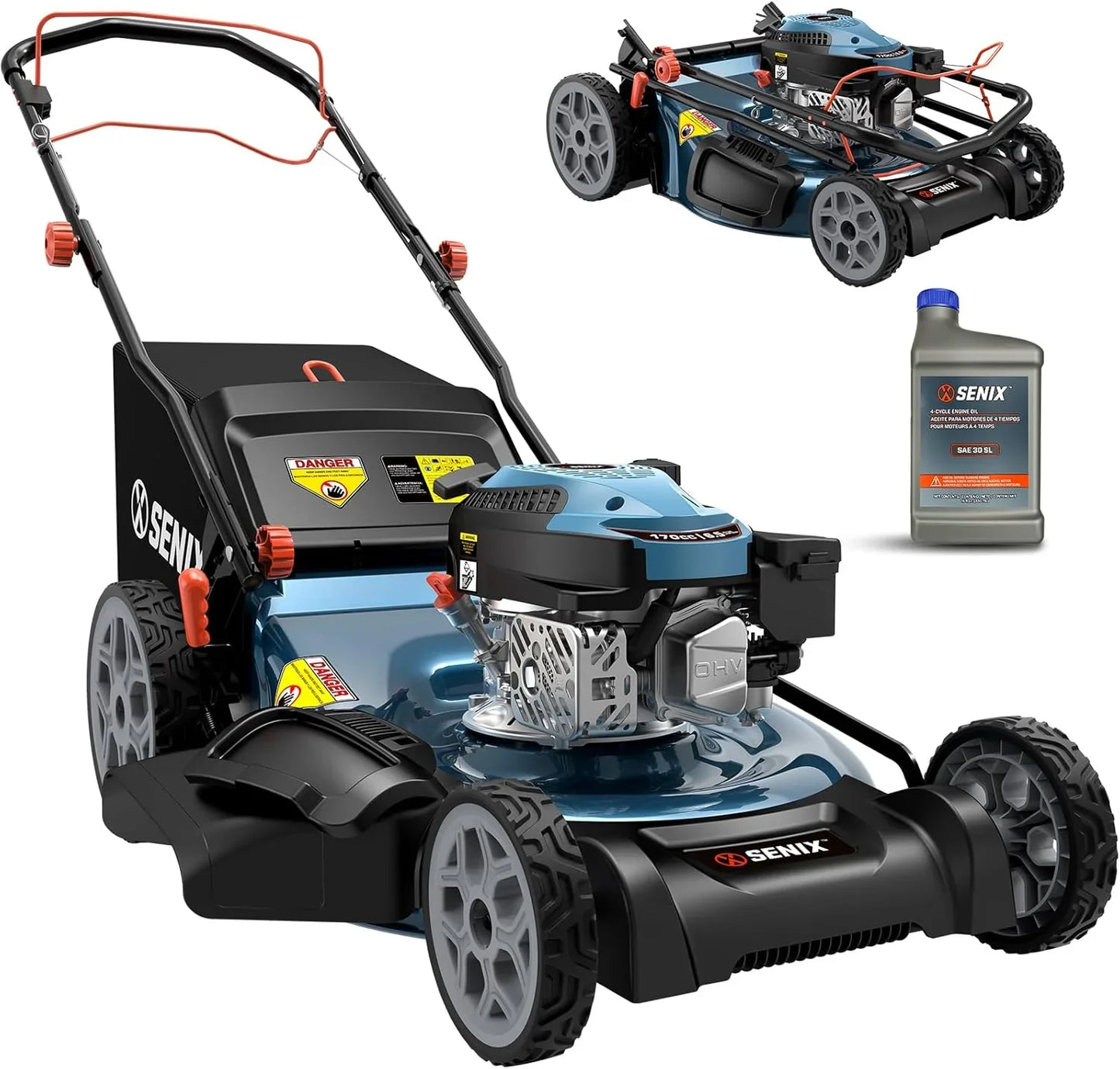 Senix 20 In. Gas Lawn Mower, 144 Cc Gas Powered Lawnmower, 4-Cycle Engine Walk-Behind