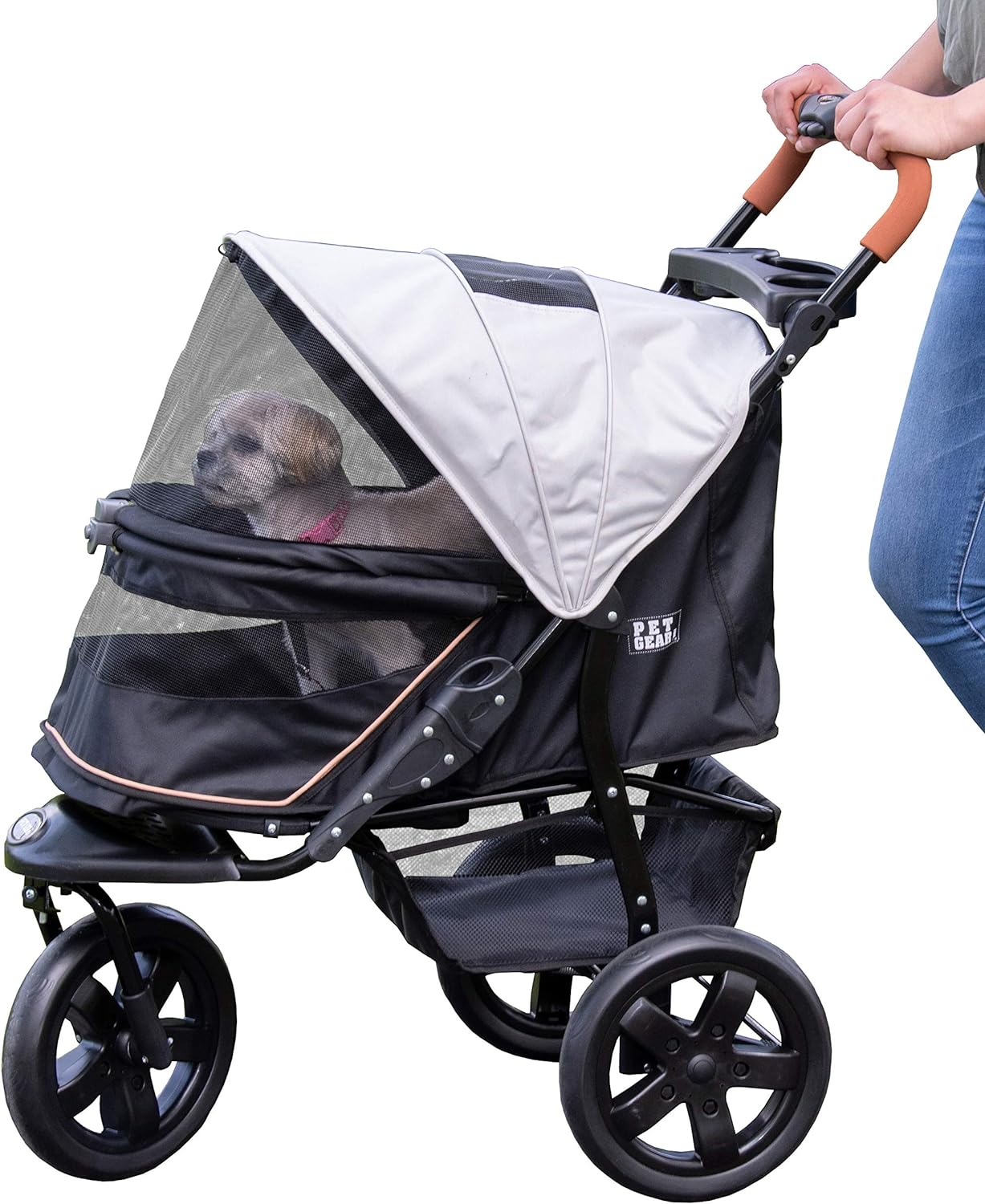 Pet Gear No-Zip AT3 Pet Stroller For Cats/Dogs, Zipperless Entry, Easy One-Hand Fold, Jogging Tires, Removable Liner