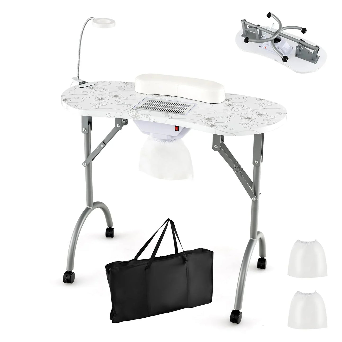 Ldaily Portable Nail Table With Electric Dust Collector