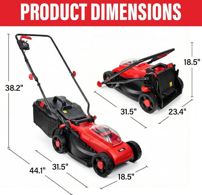 Mzk 20V 13 In. Electric Lawn Mower, Brushless Cordless Lawn Mower With 4-Position Height