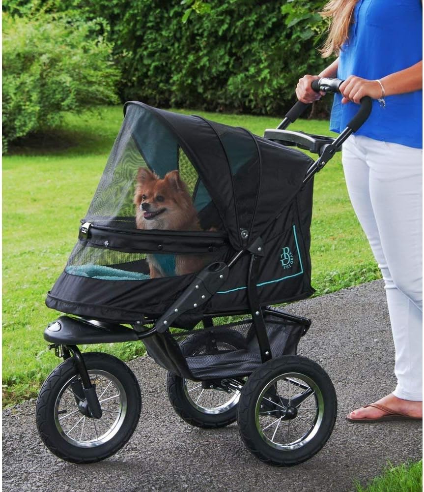 No-Zip Nv Pet Stroller For Cats/Dogs Zipperless Entry Easy One-Hand Fold Gel-Filled Tires Plush Pad Plus Weather Cover Included 3 Colors