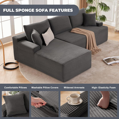 110 Cloud Sectional Couch, Boneless Sofa For Living Room Modular Sectional Sofa With Deep Seat