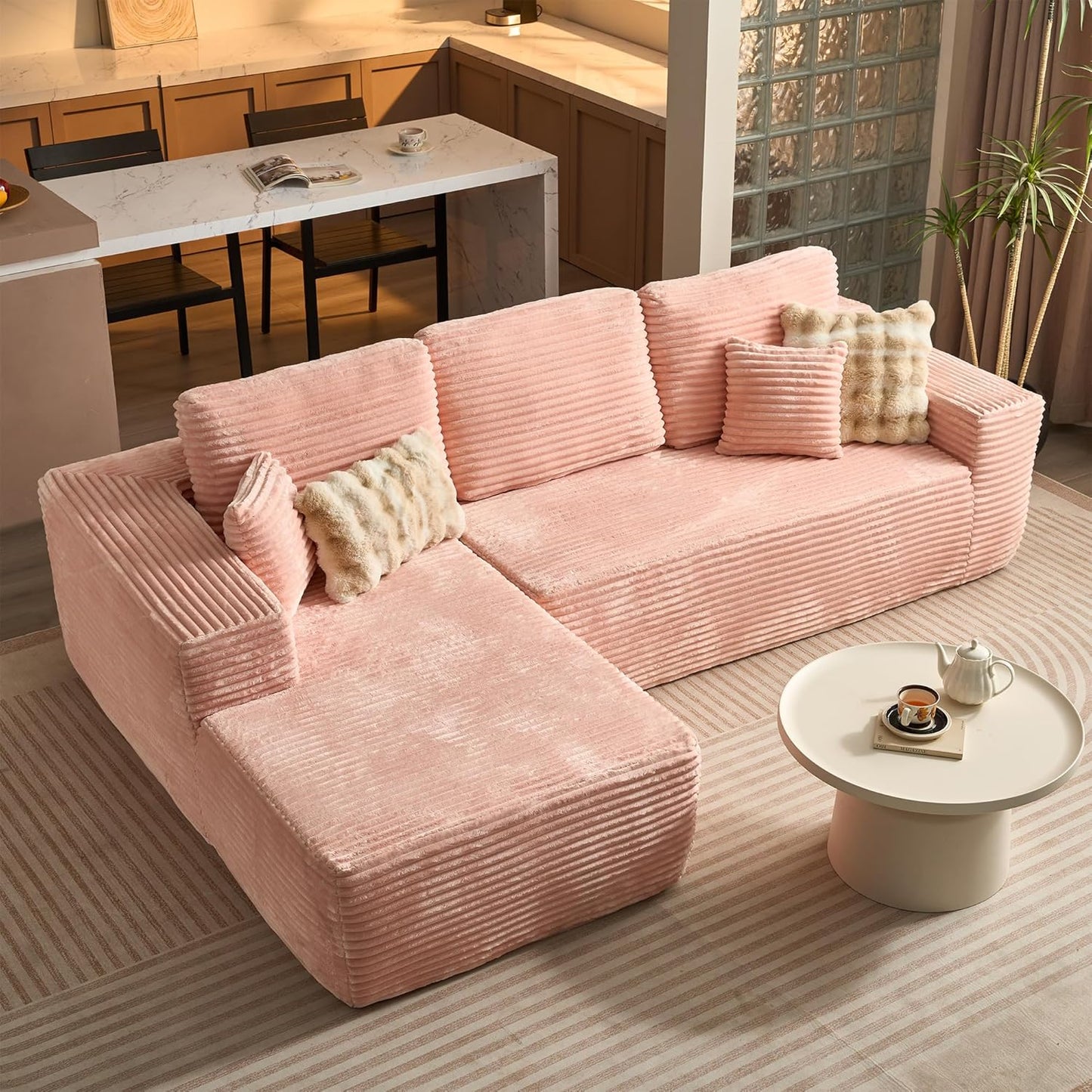 Ovios 104 In. Cloud Sectional Couch With L-Shape Chaise, Modern Modular Sofa With Deep Seat, Upholstered Couches For Living Room Bedroom