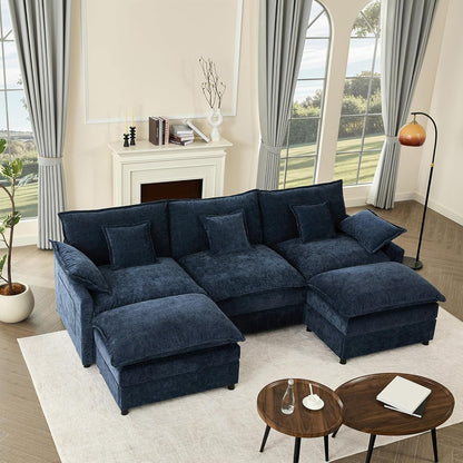108 In. U Shape Sofa Sectional Sofa Comfortable Cloud Sofa With Removable Footstool