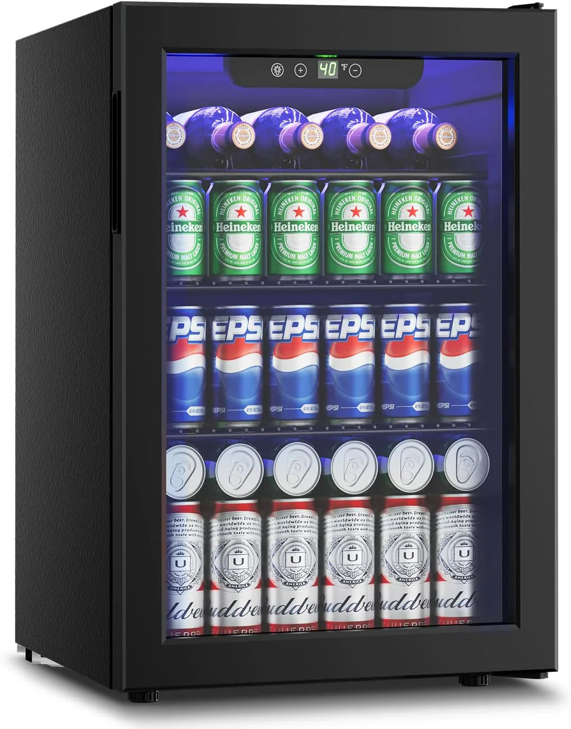Beverage Refrigerator Cooler- 126 Can Mini Fridge Glass Door For Drinks Soda Beer Wine- Small Refrigerator For Office Bedroom Home Bar