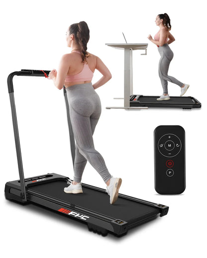 Fyc 3.5HP Under Desk Treadmill 300lbs Weight Capacity 2-in-1 Foldable Design Remote Control And LED Display Compact Electric Walking And Running