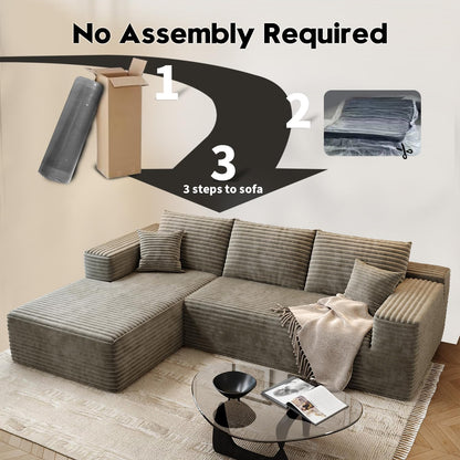 107.5 In. Cloud Modular Sectional Sofa Couch With L-Shape Chaise, Modern Minimalist Upholstered Couches For Living Room Bedroom