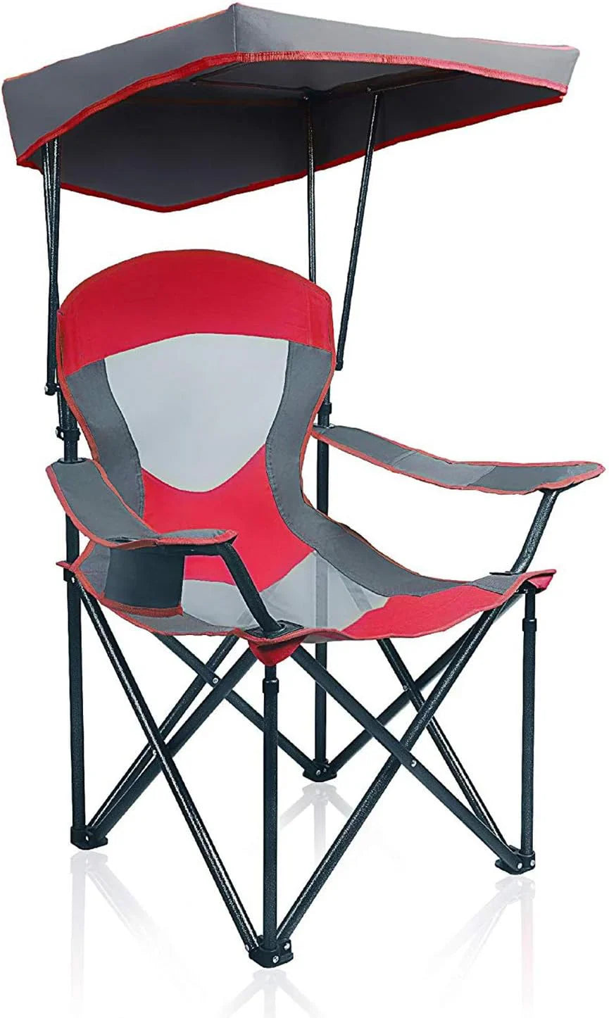 Alpha Camp Heavy Duty Canopy Camping Chair, 350 Lbs Capacity Oversized Folding Chair With Adjustable Sunshade