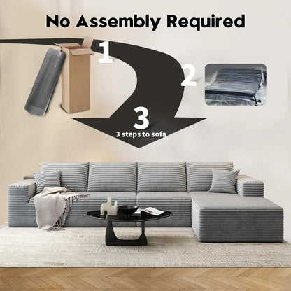 107.5 In. Cloud Modular Sectional Sofa Couch With L-Shape Chaise, Modern Minimalist Upholstered Couches For Living Room Bedroom