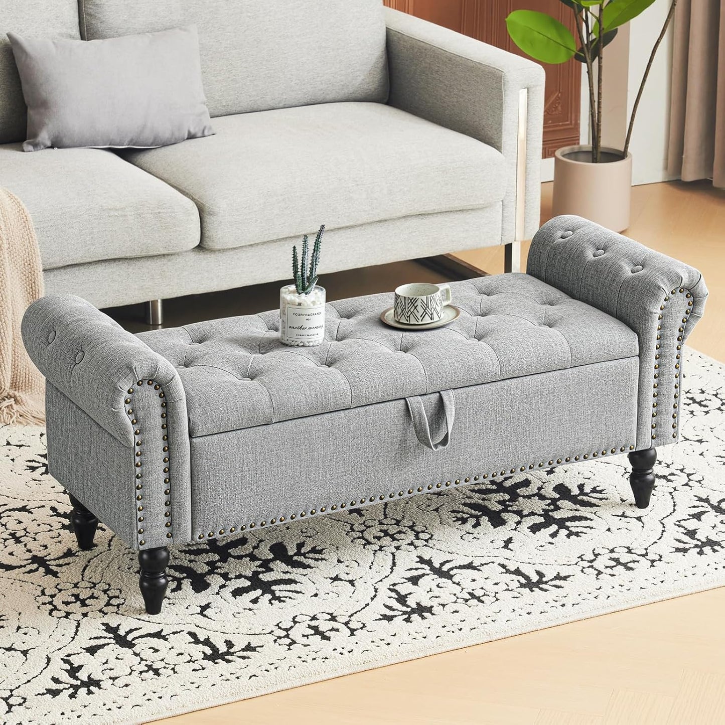 Furniliving Modern Storage Ottoman Bench