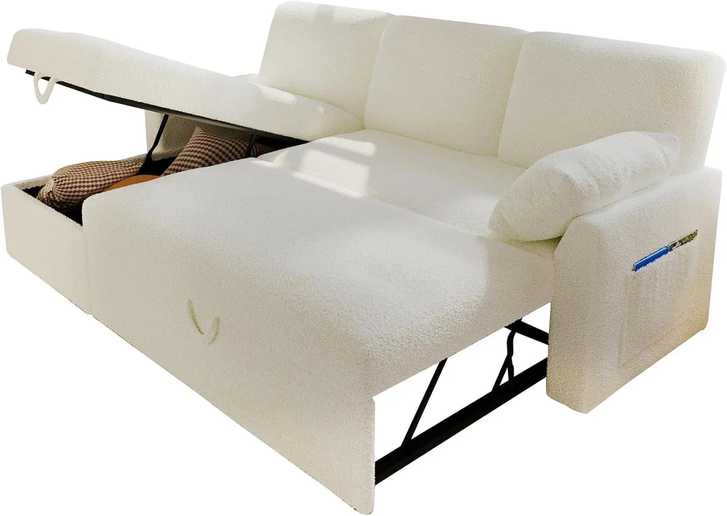 VanAcc Sofa Bed, Sleeper Sofa With Storage Chaise 2-in-1 Pull Out Couch Living Room