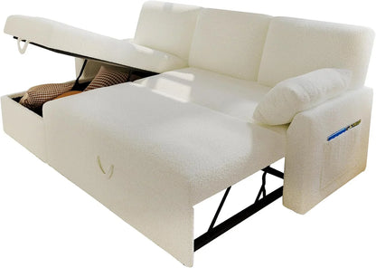 VanAcc Sofa Bed, Sleeper Sofa With Storage Chaise 2-in-1 Pull Out Couch Living Room