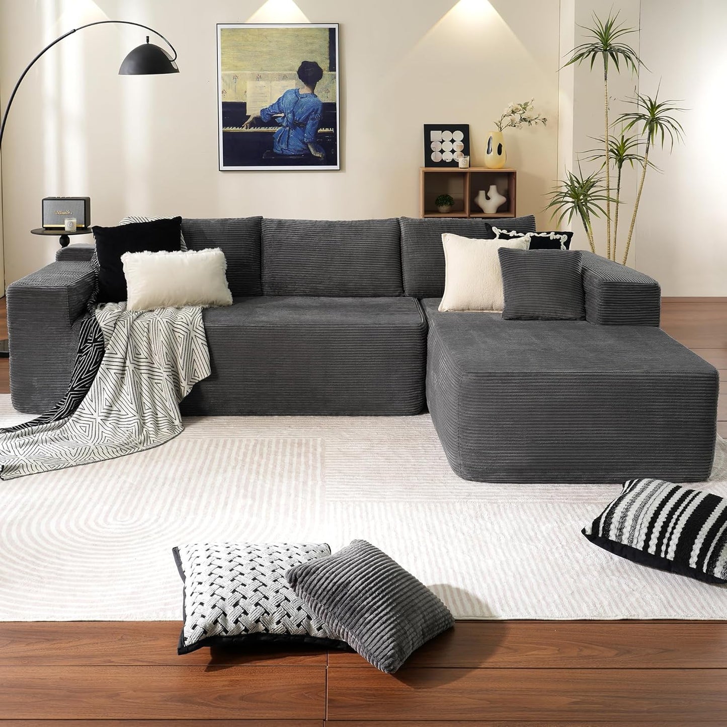 Ovios 104 In. Cloud Sectional Couch With L-Shape Chaise, Modern Modular Sofa With Deep Seat, Upholstered Couches For Living Room Bedroom