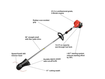 Echo SRM-225 21.2 Cc Gas 2-Stroke Cycle Straight Shaft Trimmer