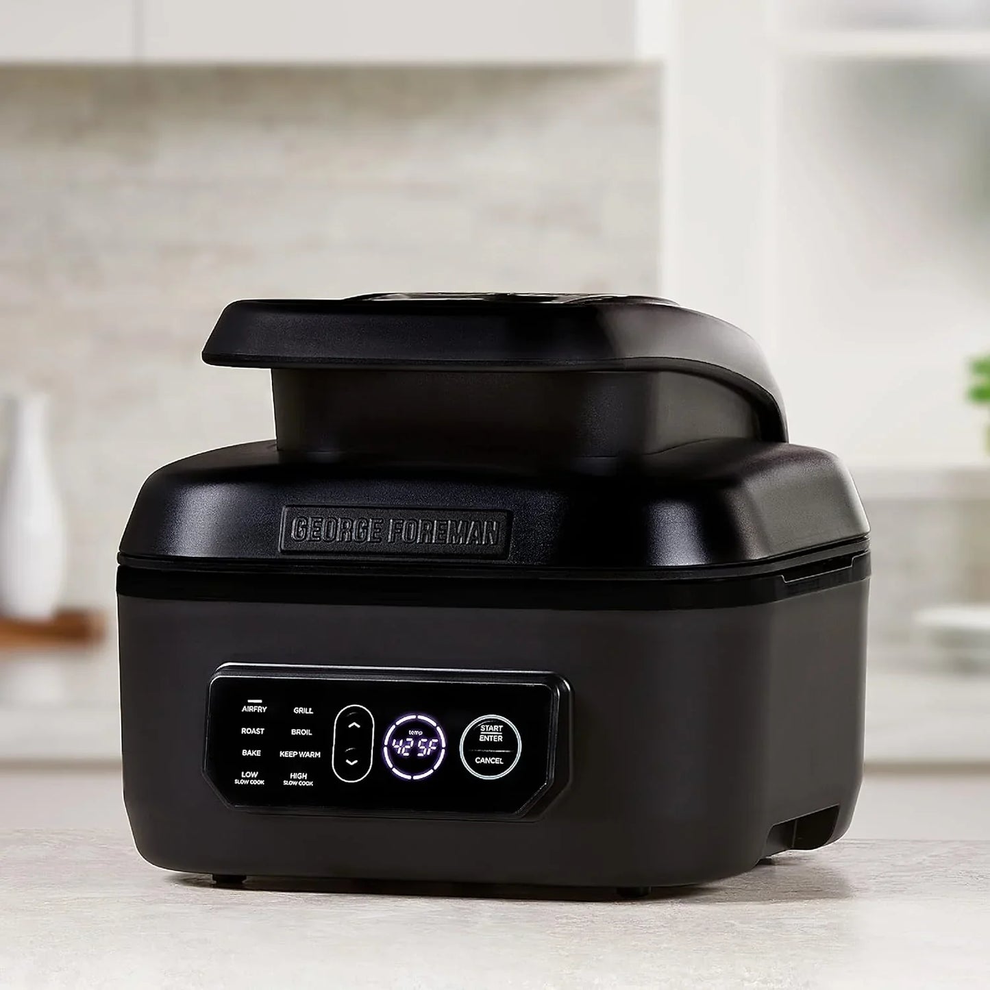 George Foreman Beyond Grill锟 7-in-1 Electric Indoor Grill With Air Fry Technology, MCAFD800D, Black, Large