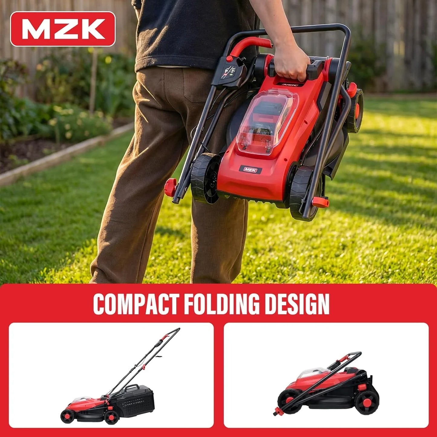 Mzk 20V 13 In. Electric Lawn Mower, Brushless Cordless Lawn Mower With 4-Position Height