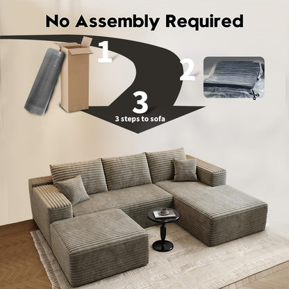107.5 In. Cloud Modular Sectional Sofa Couch With L-Shape Chaise, Modern Minimalist Upholstered Couches For Living Room Bedroom
