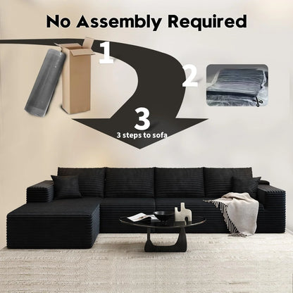 107.5 In. Cloud Modular Sectional Sofa Couch With L-Shape Chaise, Modern Minimalist Upholstered Couches For Living Room Bedroom