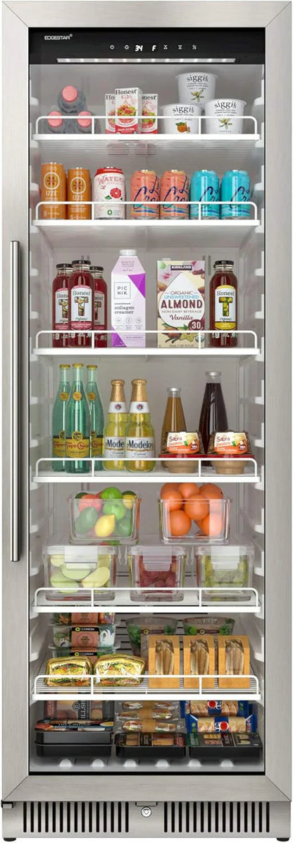 22 In. Wide 10.1 Cu. Ft. Commercial Beverage Merchandiser, Stainless Steel, Temp Alarm, Reversible Door