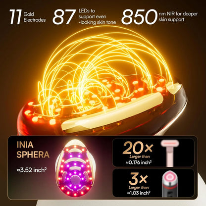Inia Sphera Upgraded 8-in-1 Microcurrent Facial Device For Face And Neck Red Light