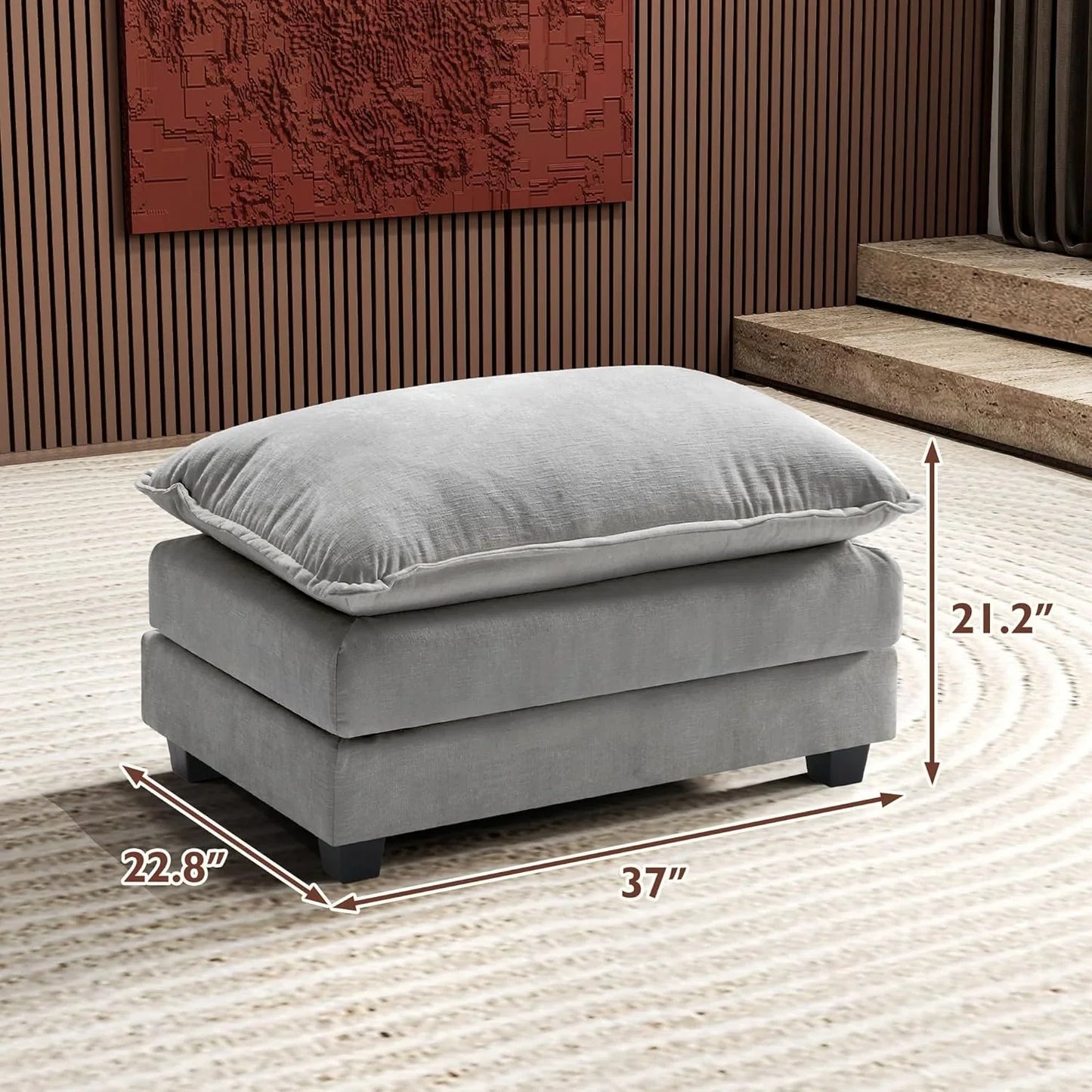 Ihanherry 146 In. U-Shaped Modern Sofa Modular Sectional Cloud Couch With 2 Ottoman