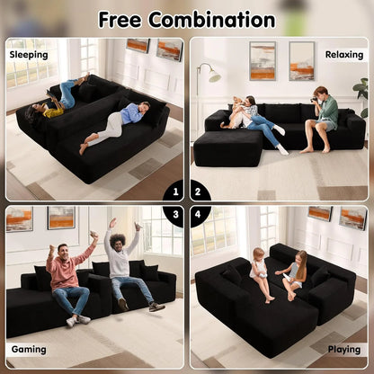 Ovios 104 In. Cloud Sectional Couch With L-Shape Chaise, Modern Modular Sofa With Deep Seat, Upholstered Couches For Living Room Bedroom