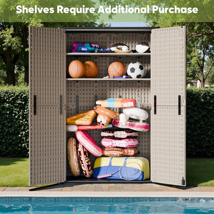 Devoko Outdoor Storage Cabinet 26 Cu. Ft. With Lockable Doors, Horizontal Storage Shed Waterproof Patio Tools Storage Box For Sofa Cushions