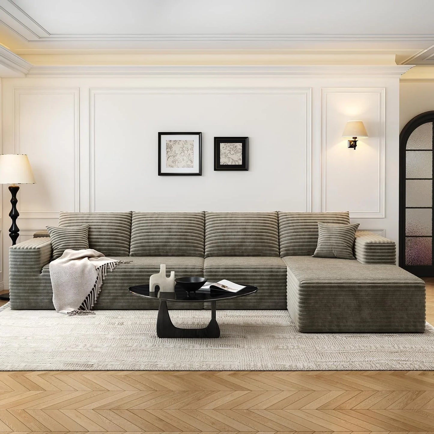 107.5 In. Cloud Modular Sectional Sofa Couch With L-Shape Chaise, Modern Minimalist Upholstered Couches For Living Room Bedroom