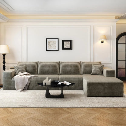 107.5 In. Cloud Modular Sectional Sofa Couch With L-Shape Chaise, Modern Minimalist Upholstered Couches For Living Room Bedroom