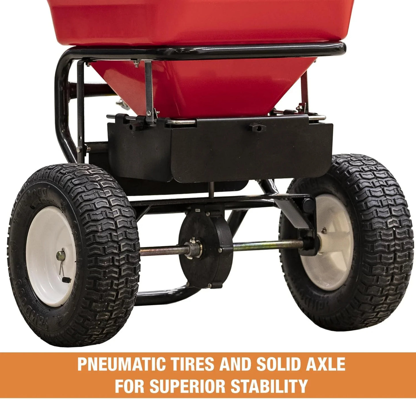 Walk Behind Push Spreader, 100lb Capacity, For Salt, Ice And Snow Melt, Included Grate And Cover With Enclosed Gearbox For Protection