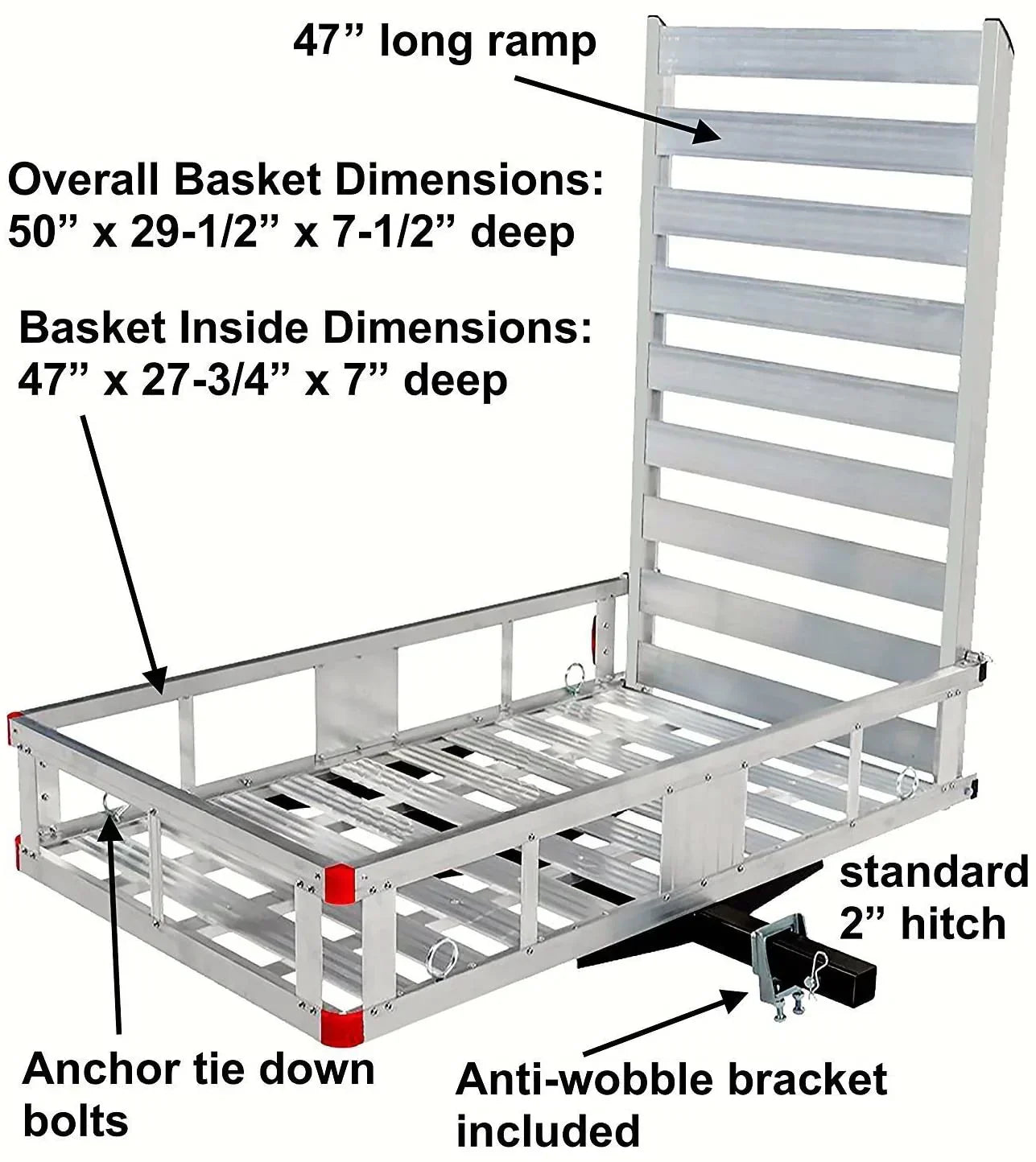 80779 Aluminum Hitch Mount Cargo Carrier With 47 In. Long Ramp, 1 Pack