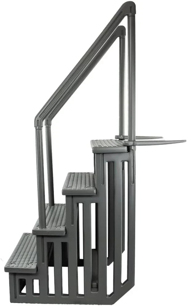 Select Anti-Slip in-Pool Steps, Gray, For Above Ground Swimming Pools, Can Mount To Decks 48 In. To 54 In. H, Safety Stairs Capacity Up To 300 Lbs
