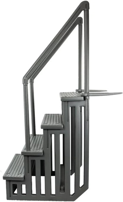 Select Anti-Slip in-Pool Steps, Gray, For Above Ground Swimming Pools, Can Mount To Decks 48 In. To 54 In. H, Safety Stairs Capacity Up To 300 Lbs