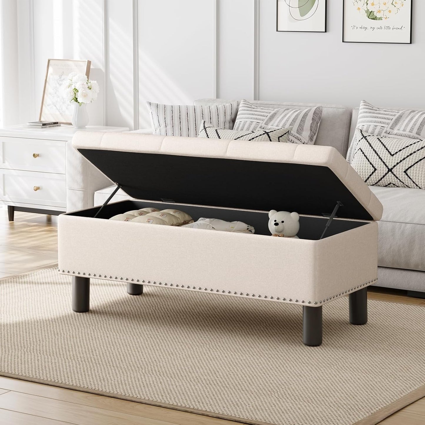Furniliving Modern Storage Ottoman Bench