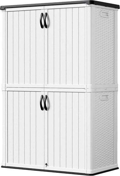 Devoko Outdoor Storage Cabinet 26 Cu. Ft. With Lockable Doors, Horizontal Storage Shed Waterproof Patio Tools Storage Box For Sofa Cushions