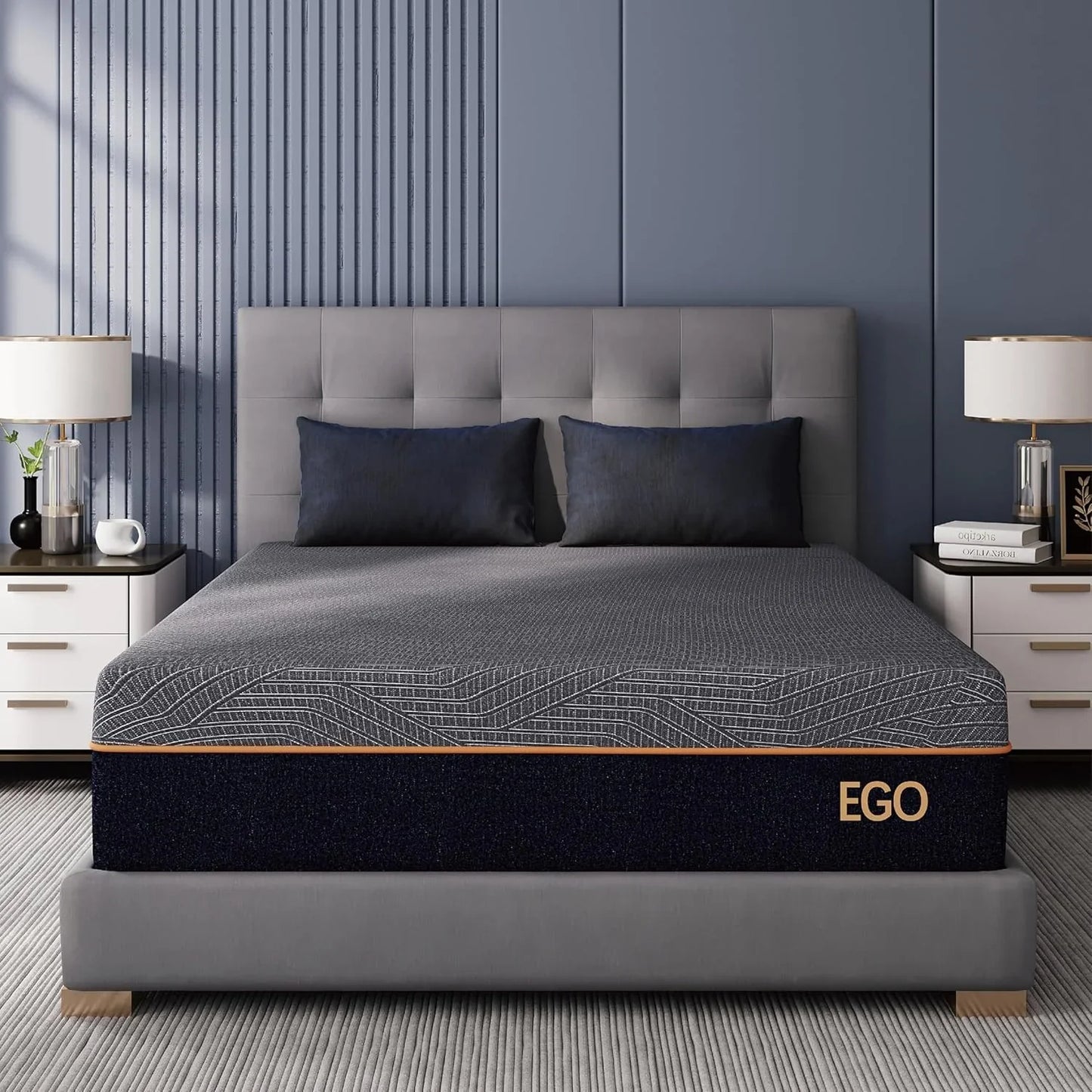 Mlily Egohome 14 In. Queen Memory Foam Mattress For Back Pain, Cooling Copper Gel Bed In A Box, Foam Made In Usa, CertiPUR-US Certified