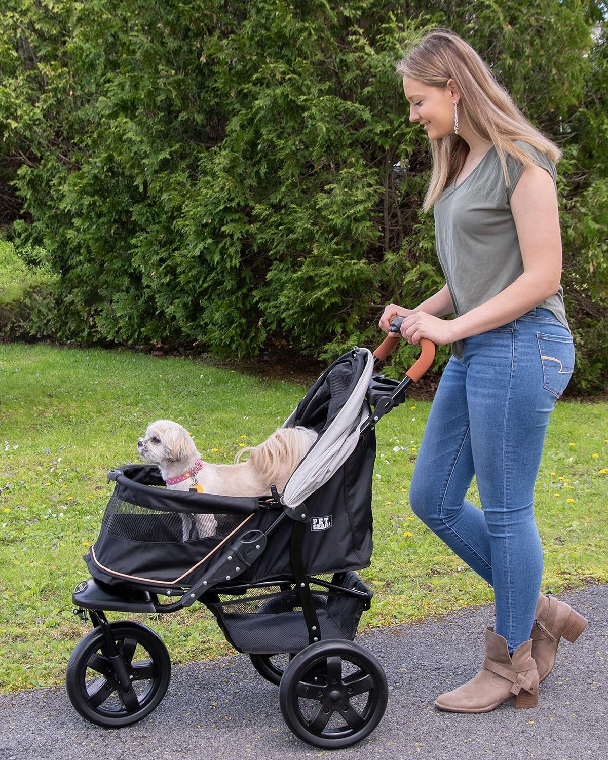 Pet Gear No-Zip AT3 Pet Stroller For Cats/Dogs, Zipperless Entry, Easy One-Hand Fold, Jogging Tires, Removable Liner
