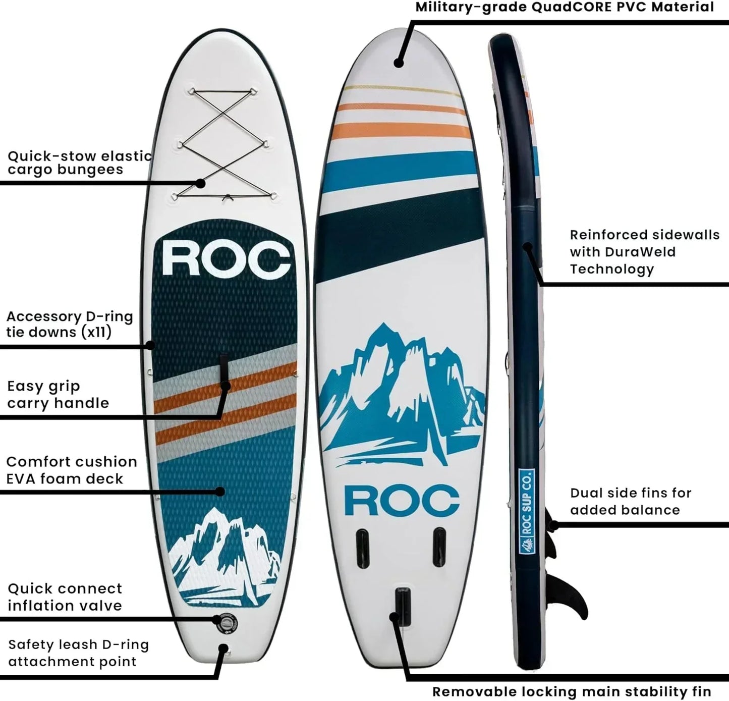 Roc Inflatable Stand-Up Paddle Board Sup Paddle Board Accessories Anti-Slip Comfortable Deck