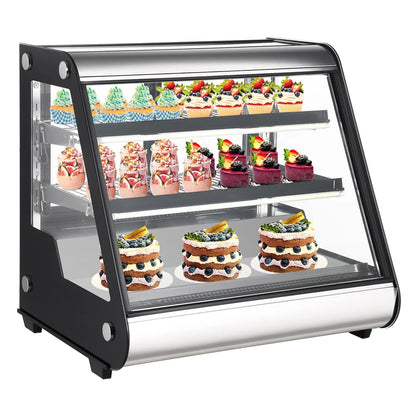 Commercial Refrigerator Display Case 130L, 4.6 Cu. Ft., Auto Defrost, Tempered Glass Plus LED Lighting, Countertop Commercial Use