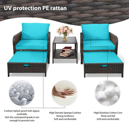 Leveleve Balcony Furniture 5 Piece Patio Conversation Set