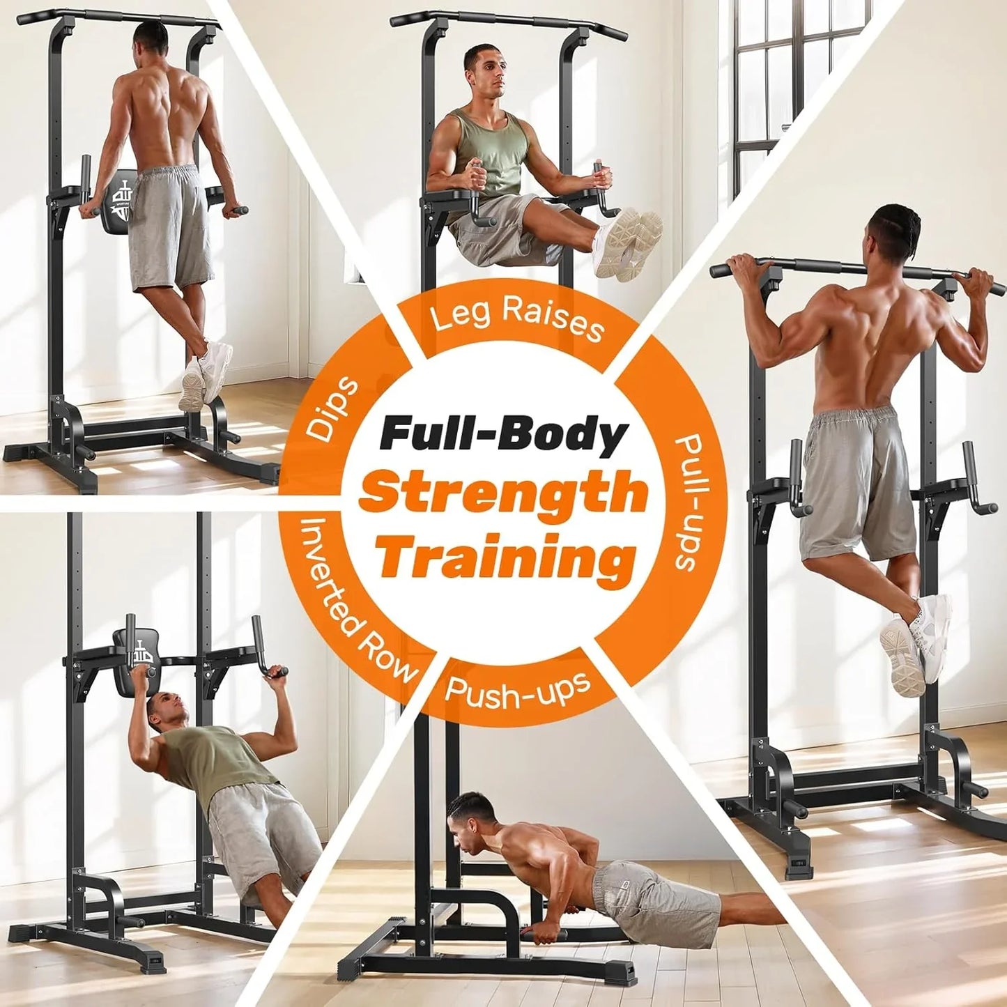 Sportsroyals Power Tower Pulp Up Bar Station, 450 Lbs Stable Suspended Immersion Tilt Station