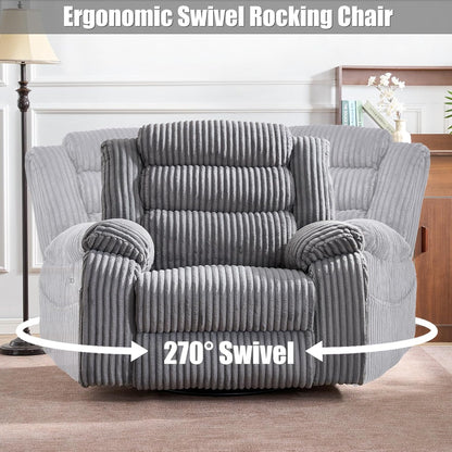 Electric Rotary Rocker Lounge Chair For Adults With Massage And Calories, USB And C Charging Ports