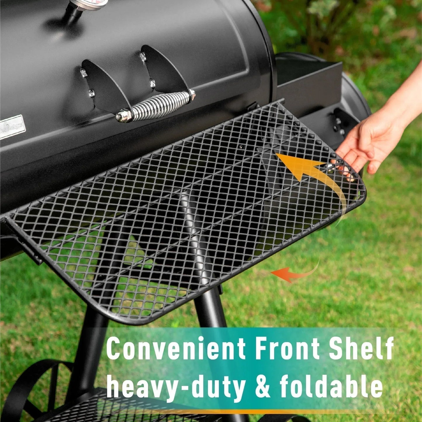 941 Sq. In. Overlarge Bbq Charcoal Grill With Offset Smoker, Black